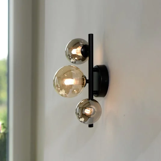 Aplique de pared Popsicle de Paul Neuhaus, negro, cristal, 29 cm, G9