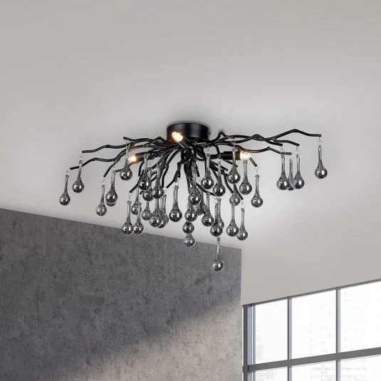 Paul Neuhaus plafón Icicle, 4 luces, negro