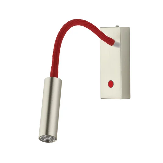 Rocco aplique de pared LED, níquel mate Flexarm rojo
