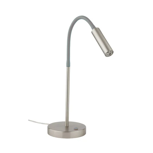 De mesa LED Rocco, níquel mate brazo flexible gris
