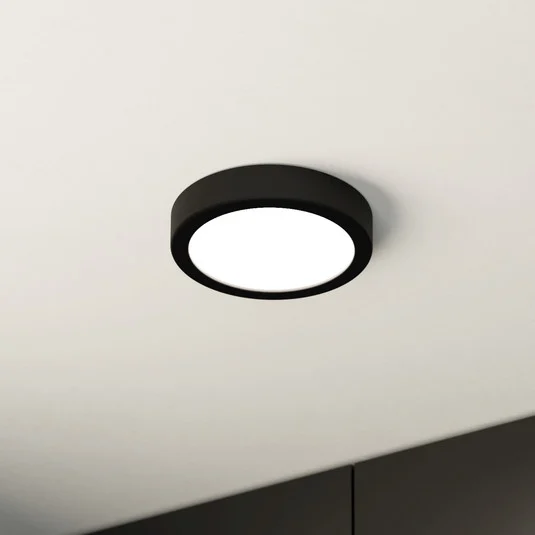 Panel LED de superficie Fueva 5 IP20 830 negro Ø16cm