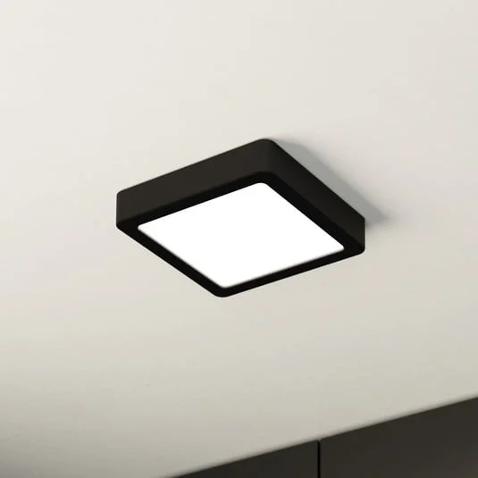 Panel LED de superficie Fueva 5 IP20 830 negro 16x16cm