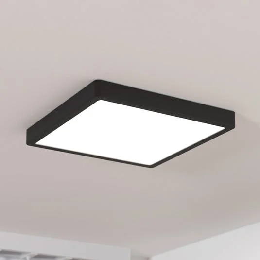 Panel LED de superficie Fueva5 IP20 830 negro 28,5x28,5cm