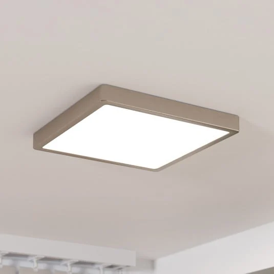 Panel LED de superficie Fueva 5 IP20 830 níquel 28,5x28,5cm