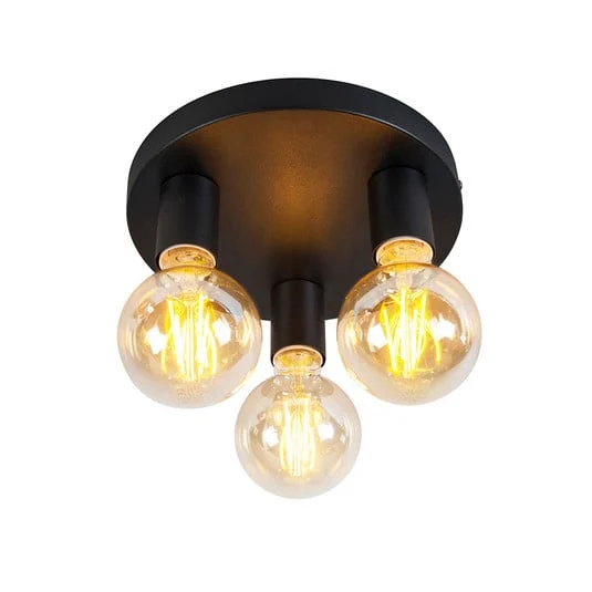 Plafón Facil, 3 luces, negro
