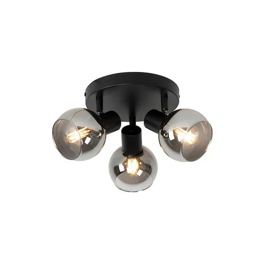 Plafón Vidro con luces vidrio humo, 3 luces