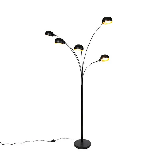 Lámpara de pie Sixties con 5 luces, negro