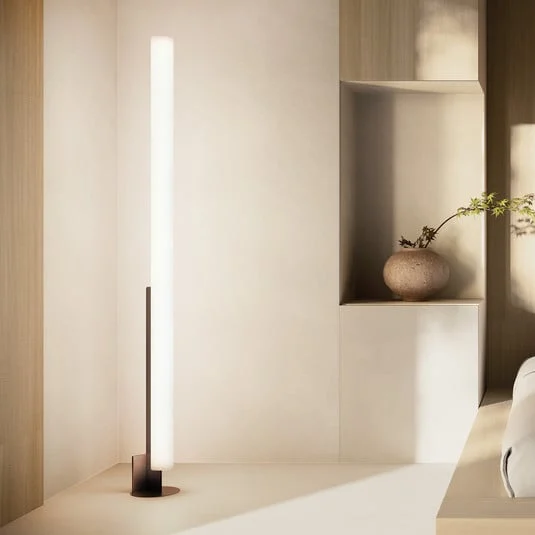 Lámpara de pie LED kdln modelo T, negra, altura 185 cm, con atenuador de
