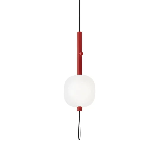 Lámpara colgante LED Motus de kdln, rojo/blanco, Ø 24 cm, cristal