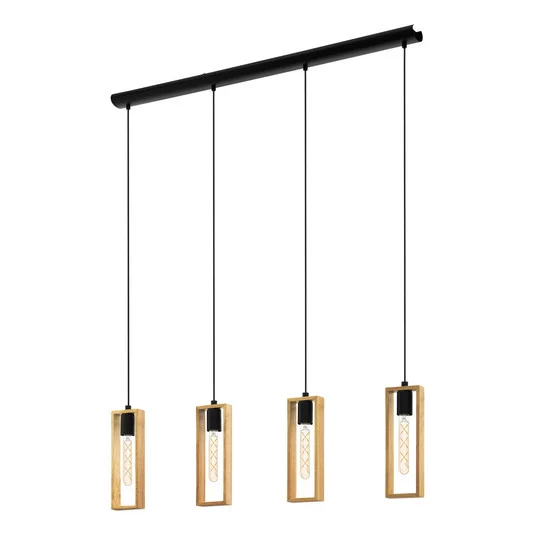 Lámpara colgante Littleton, negro/marrón, 4 luces