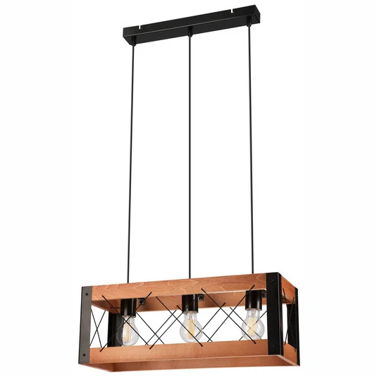 Envostar Lee lámpara colgante madera/negro 3 luces