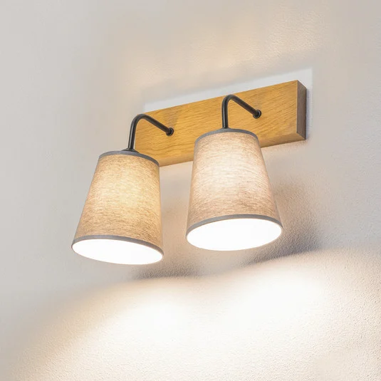 Envostar Risco aplique de pared 2 luces pantalla tela gris