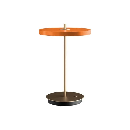 UMAGE Lámpara de mesa LED recargable Asteria Move, naranja/latón 31 cm