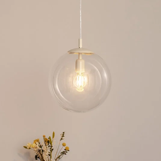 Lámpara colgante Dione, 1 luz, transparente/crema