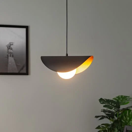Lámpara colgante Vatoz 2866 1 luz, negra, cristal opalino
