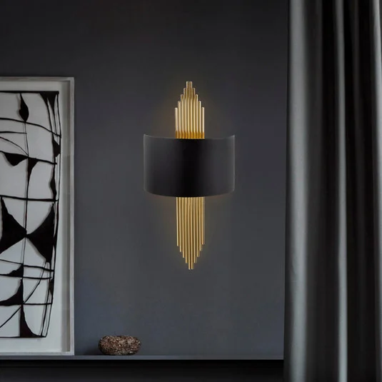 Aplique de pared 616-A, negro con varillas doradas