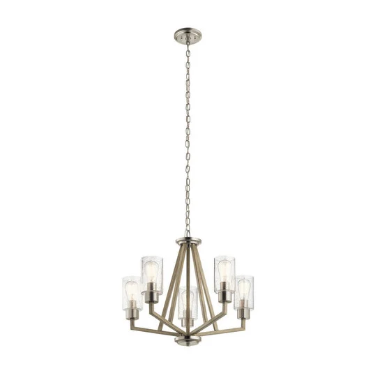 Lámpara colgante Deryn, 5 luces, gris antiguo