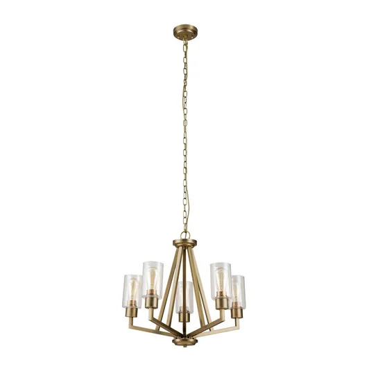 Lámpara colgante Deryn, 5 luces, latón