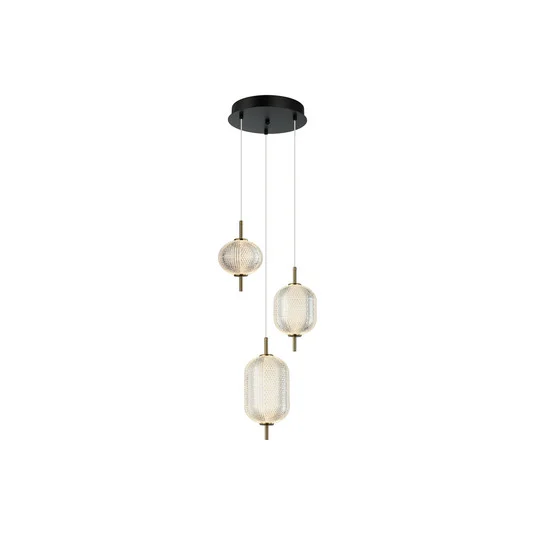 Lámpara colgante LED Pellucid, color bronce/claro, 3 luces