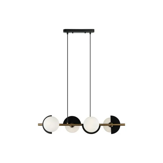 Lámpara colgante Darcy, negro/bronce, 4 luces