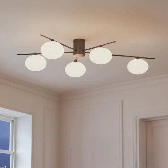 Lindby Valisa plafón, negro, 5 luces