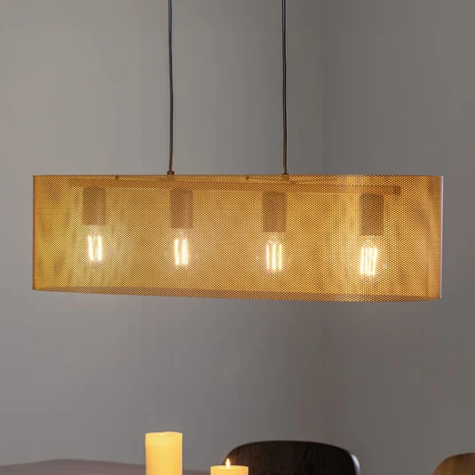 Lámpara colgante Euluna Zofia, color dorado, longitud 82 cm