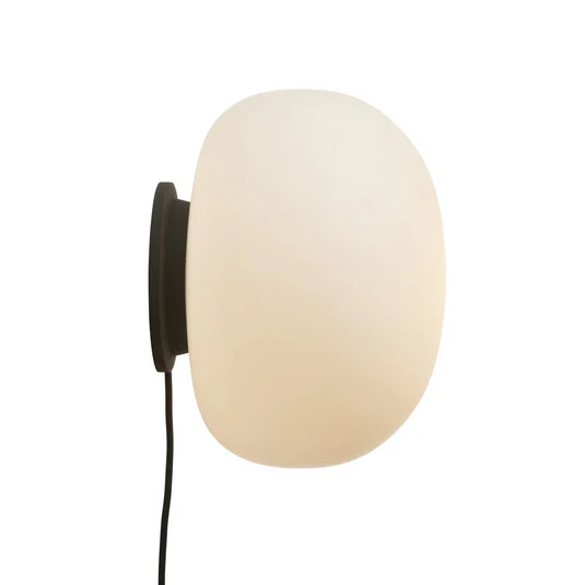 Aplique de pared FRANDSEN Supernate, Ø 28 cm, blanco/ópalo, interruptor