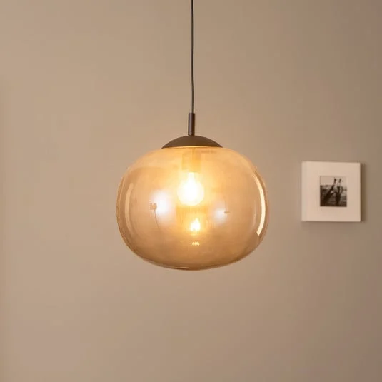 Lámpara colgante Vibe, cristal gris grafito-transparente, Ø 35 cm