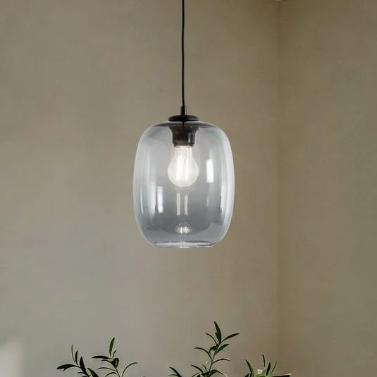 Lámpara colgante Elio, cristal, grafito, 1 luz