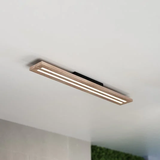Woody plafón LED, longitud 80 cm, roble/negro, 3.000 K