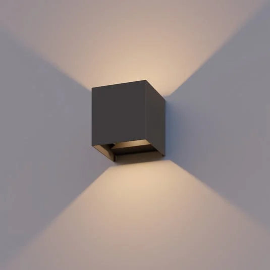 Calex Aplique LED para exterior Cube, arriba/abajo, altura 10 cm, antracita