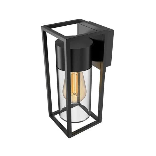 Aplique de exterior Calex, portalámpara inferior, aluminio, negro
