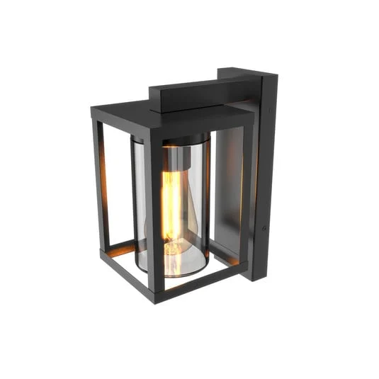 Aplique de exterior Calex, acero inoxidable, portalámpara inferior, negro