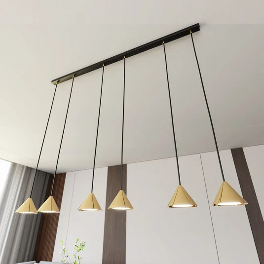 Lámpara colgante Elit, 6 luces, dorada, metal