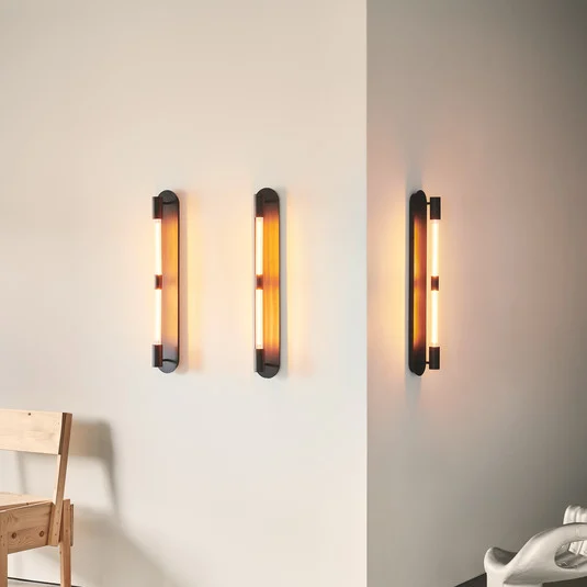 Aplique de pared Liberty Double, negro, 2 luces, altura 83 cm