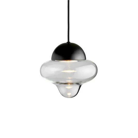 Lámpara colgante LED Nutty, transparente/negra, Ø 18,5 cm, cristal