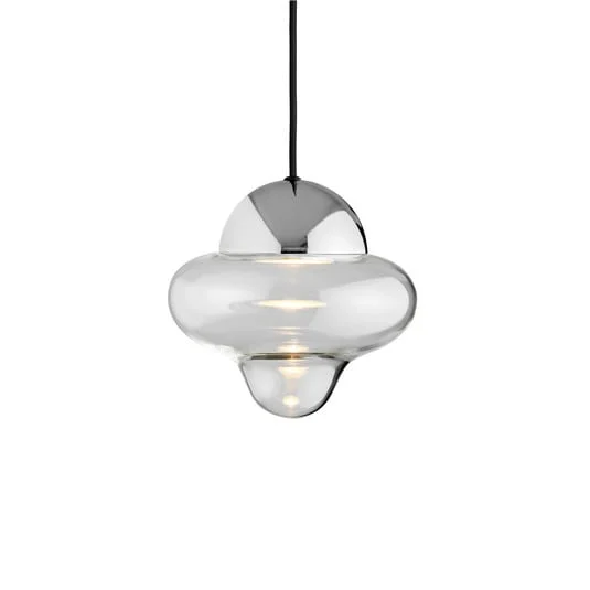 Lámpara colgante LED Nutty, transparente/cromada, Ø 18,5 cm, cristal