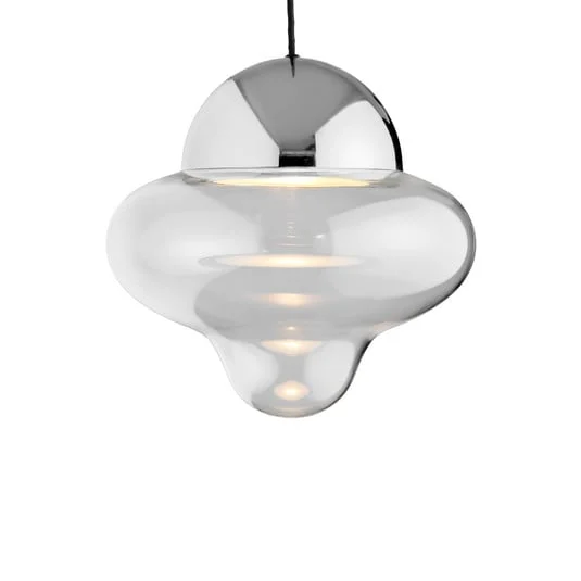 Lámpara colgante LED Nutty XL, transparente/cromada, Ø 30 cm, cristal