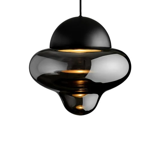Lámpara colgante LED Nutty XL, gris humo / negro, Ø 30 cm