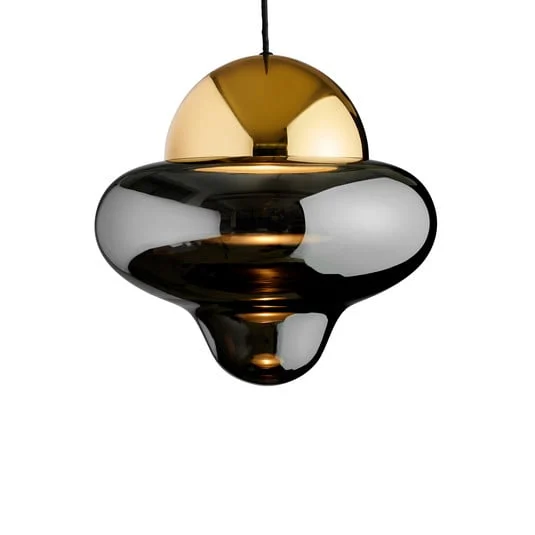 Lámpara colgante LED Nutty XL, gris humo / dorado, Ø 30 cm
