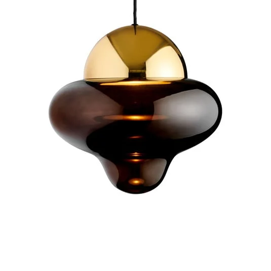 Lámpara colgante LED Nutty XL, marrón/dorado, Ø 30 cm, cristal