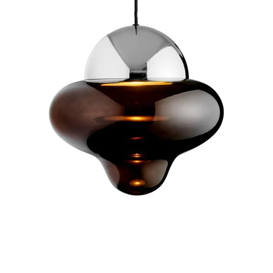 Lámpara colgante LED Nutty XL, marrón/cromado, Ø 30 cm