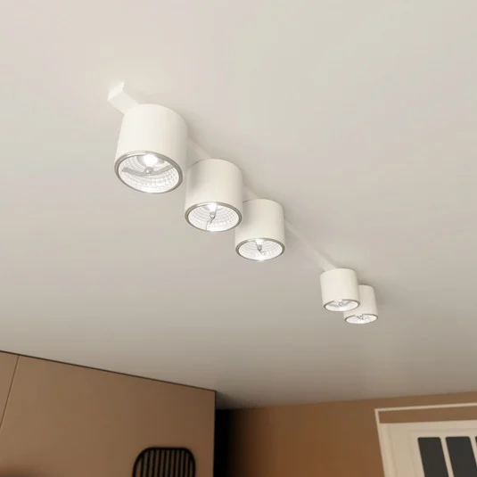 Plafón Nano, blanco, 5 luces, metal