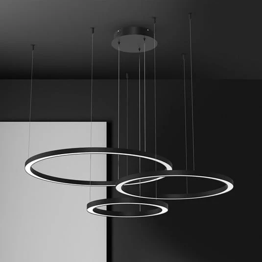 Lámpara colgante LED Galaxia, plástico, negro, 3 luces, 85 W
