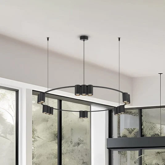 Lámpara colgante Genesis, aluminio, negro, 15 x GU10, Ø 100 cm