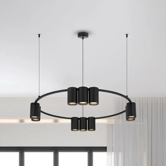 Lámpara colgante Genesis, aluminio, negro, 10 x GU10, Ø 60 cm