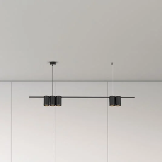 Lámpara colgante Genesis, aluminio, negro, 5 x GU10, longitud 100 cm