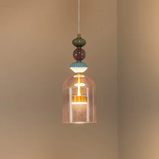 Lámpara colgante LED Arte, pantalla de cristal, rosa, Ø 16 cm, 12 W