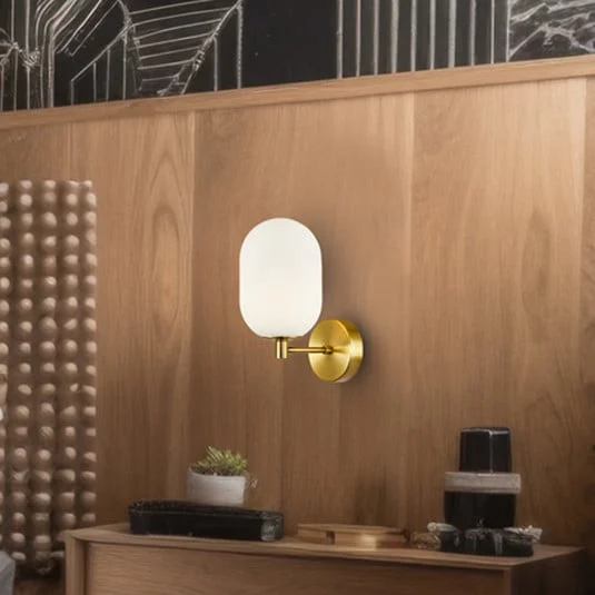 Aplique de pared Alias, metal dorado, cristal opalino, 1 luz