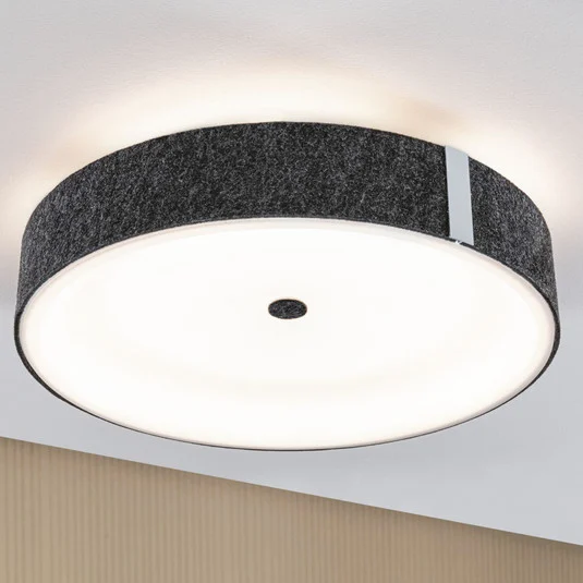 Paulmann Lámpara de techo LED Malika, antracita, fieltro, atenuable en 3